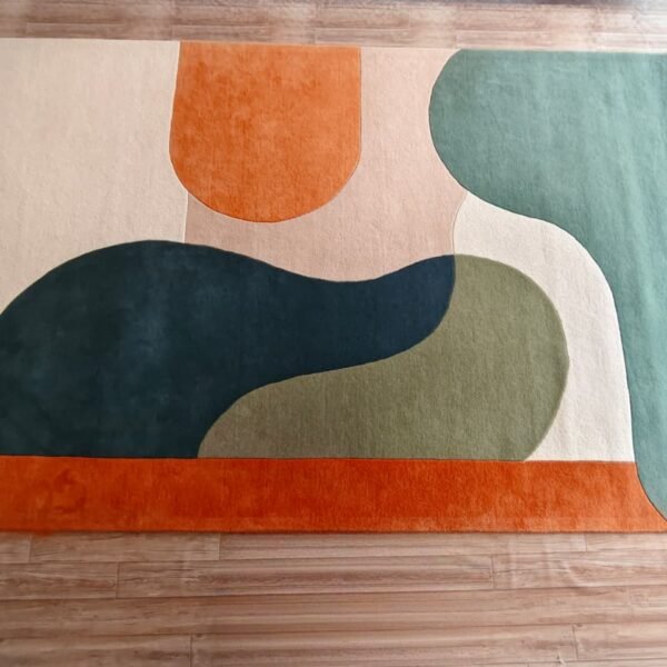 Abstract Hand Tufted Wool Rug with modern geometric design